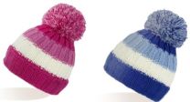 Kids Unisex Stripe Knitted Bobble Hat Asstd Colours 60538